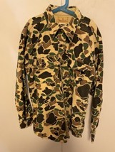 Vintage 80s Deerskin Melton Flannel Woodland Camo Camouflage Soft Shirt Large L - £45.82 GBP