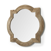 23&quot; Round-Square Brown Wood Frame Wall Mirror - £161.36 GBP