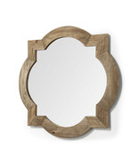 23&quot; Round-Square Brown Wood Frame Wall Mirror - £160.49 GBP