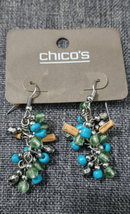 Chico&#39;s Turquoise/Brown/Green/Silver Dangle Earrings. NEW - $13.37