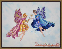 SALE! Complete Xstitch Materials DAY and NIGHT Fairies - by Cross stitching art  - £72.44 GBP+