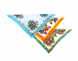 Lot of Three (3) 1940s Shabby Cottage Chic Flower All Linen Handkerchief... - $32.90