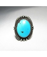 Vintage Navajo Sterling Silver Blue Turquoise Ring Sz 8 C2645 - £79.83 GBP