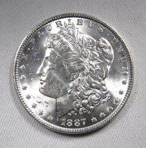 1887 Silver Morgan Dollar UNC Coin AM792 - £54.43 GBP