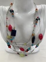 Chico’s Silver Tone Multi-colored Layered Necklace 4 Strands Beads - $14.20