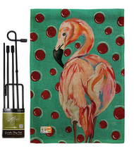 Polka Dot Flamingo Burlap - Impressions Decorative Metal Garden Pole Flag Set GS - £27.23 GBP