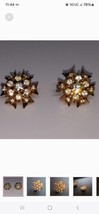 Vintage Gold Tone Rhinestone Earrings Clip-on - £15.03 GBP