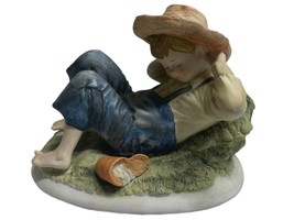 LEFTON China Hand Painted Porcelain Figurine KW 3839 Boy Resting Sleeping - £12.55 GBP
