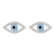 Luck 925 Silver Stud Earrings Blue Zircon Eye Earrings for Women Korean Fashion  - £20.06 GBP