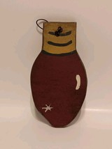 Vintage Retro Wooden Bulb Christmas Ornament, Handcrafted, Hand Painted - £4.55 GBP