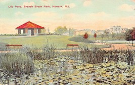 NEWARK NEW JERSEY NJ~BRANCH BROOK PARK-LILY POND~1912 POSTCARD - £5.84 GBP