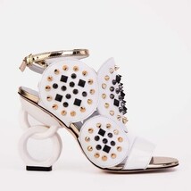 The Infanta White Spike Leather Ankle Strap Women Sandal image 8