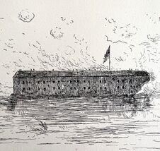 Fort Sumter Bombarded War Scene 1882 Victorian Military Art DWAA8 - $19.99