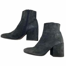 Lucky brand women 5 Gray suede leather zip roundtoe chunky block heel an... - $25.07