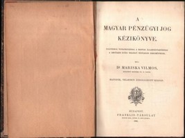 Magyar Penzugyi Jog Mariska Vilmos Hungarian Financial Law 1896 - $127.71