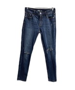 Old Navy Womens Rockstar Super Skinny Jeans Blue Stretch Distressed Mid ... - £11.60 GBP