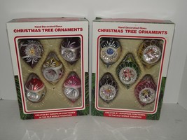 2 Boxes Hand Decorated Glass Christmas Tree Ornaments Vintage European Used (q) - £35.59 GBP