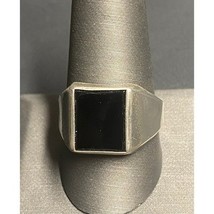 MEN&#39;S CLASSICAL 925 STERLING SILVER AND ONYX SIGNET RING SIZE 10.5 SKY - $48.65