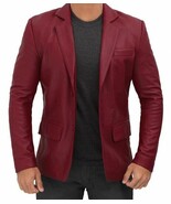 New  Burgundy Handmade Stylish Blazer Formal Business Lambskin 100% Leat... - $118.75