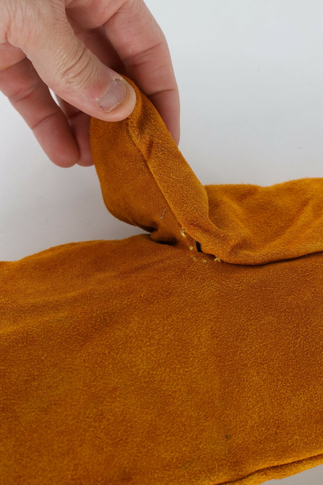 Vtg 70s Streetwear Faded Suede Leather Deep Pile Fleece Lined Mittens Gloves XL Item image 4