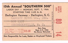 1964 Southern 500 ticket Stub Buck Baker Winner Rare VHTF - £265.74 GBP
