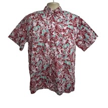 Go Barefoot Vintage Mens Red Reverse Print Pullover Hawaiian Shirt Large Pocket - £31.31 GBP