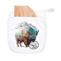 Western Buffalo Turquoise Yellowstone Pot Holder Oven Mitt - $92.07 MXN