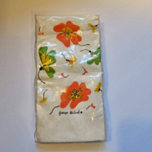 Georges Briard Contempo Guest Towels Napkins Orange &amp; Green Floral 15 Count Vtg - £13.74 GBP