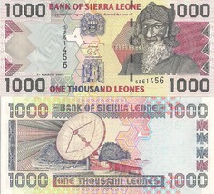 Sierra Leone P24b 1000 Leones, ruler &amp; cleric Bai Bureh / Satellite dish... - $4.16