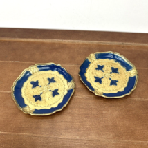 Vintage Italy Set of 2 Florentine Coasters Blue &amp; Gold Trinket Dish - $14.97