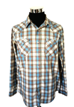 Aeropostale Slim Fit Shirt Men&#39;s Size Medium Western Multicolor Plaid Pearl Snap - £15.58 GBP