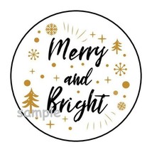 30 Merry And Bright Christmas Envelope Seals Labels Stickers 1.5&quot; Round Tags - £5.92 GBP