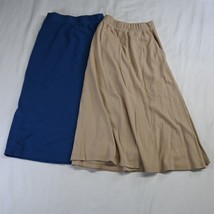 Lot 2 Woman Within 3X 30 32 Petite Blue Khaki Pull On Womens A-Line Skirt - £23.72 GBP