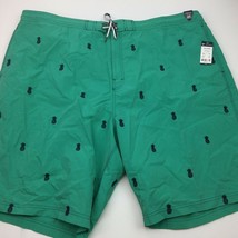 Cremeiux Swimwear Men&#39;s Swim Shorts Trunks Lined Teal Green Pineapple Si... - £23.91 GBP