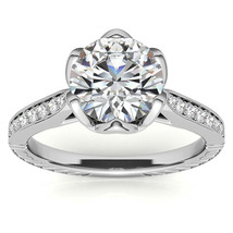  3.0 carat- 6-Prong Tulip Cathedral Round Moissanite Engagement Ring In 14k Gold - £970.37 GBP
