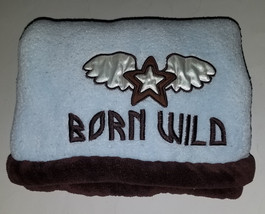 Tiddliwinks BORN WILD Blue Brown Fleece Baby Blanket Lovey Star Wings (pilling) - £19.32 GBP
