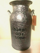 Large Milk Can in Galvanized metal- Bless Our Home - £31.59 GBP