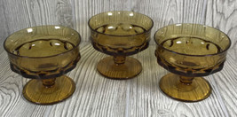 Indiana Glass Amber Kings Crown Thumbprint Footed Pedestal Dessert Dish ... - £9.34 GBP