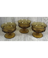 Indiana Glass Amber Kings Crown Thumbprint Footed Pedestal Dessert Dish ... - £9.32 GBP