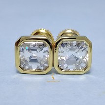 VVS1 Moissanite Stud Earrings for her birthday gift, 2Ct Asscher cut wed... - $129.00