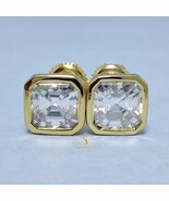 2 Ct Moissanite Stud Earrings for birthday gift  Asscher cut wedding Gol... - €112,02 EUR