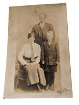 Family Photo Postcard Antique RPPC Father Mother Boy All With Ties Osgoo... - $5.97