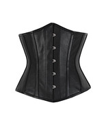Black Leather Underbust Corset Full Steel Boned Spiral Lacing Basque Sex... - $50.91+