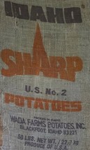 Vintage ~ Sharp ~ Grown in Idaho ~ Russet ~ Burbank Burlap/Jute Potatoes Bag ~ 1 - £17.65 GBP