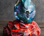 Blue Dragon In Acrylic Glass Egg With Aqua Crystals And LED Lava Rock Bases - $35.99