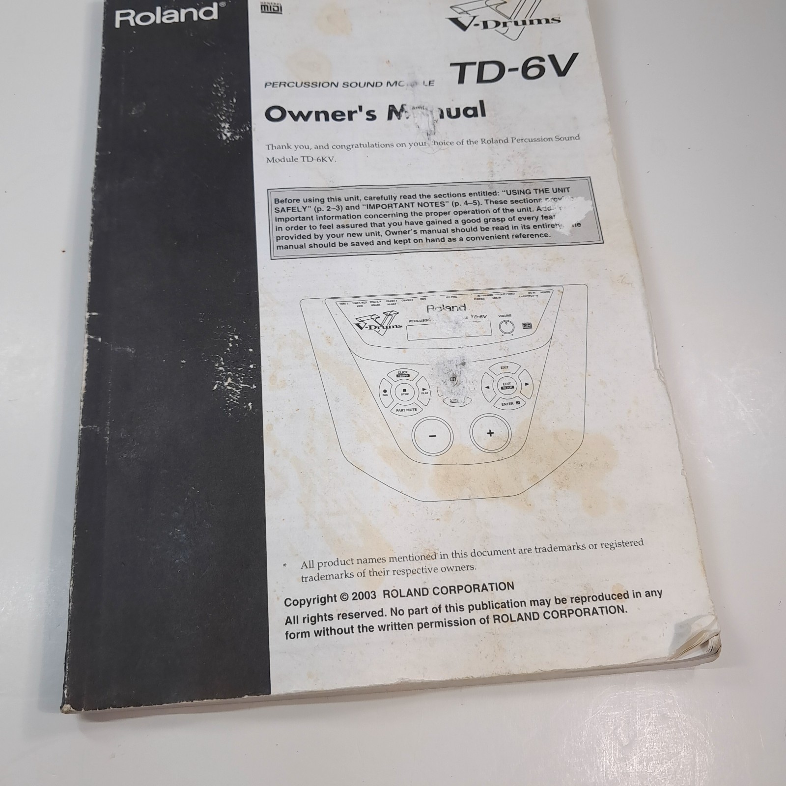 Roland TD-6V Percussion Drum Module Original Owners Manual instructions ... - $20.00