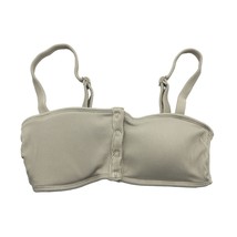 Aerie Bikini Top Snap Buttons Ribbed Removable Cups Beige XS - £3.92 GBP
