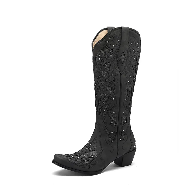 LILYPTUART ZA Women Winter Boots, 2024 Winter Fashion Retro Embroidered Rivet bo - £108.06 GBP