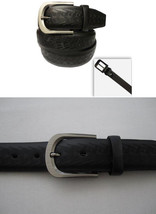 Mens Black Dress Casual Leather Belt w/ Engraved Design 1-Prong Buckle S... - £6.35 GBP