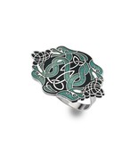 Celtic 2 Dragons Enamel Scarf Ring - Gift Boxed - £19.92 GBP